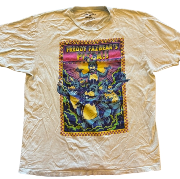 Five Nights At Freddy's Neon Group T-Shirt sz XL - Picture 2 of 3